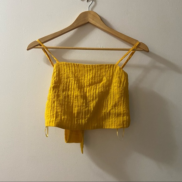 Open for pics! Two Piece Yellow linen tank+skirt - Picture 4 of 6